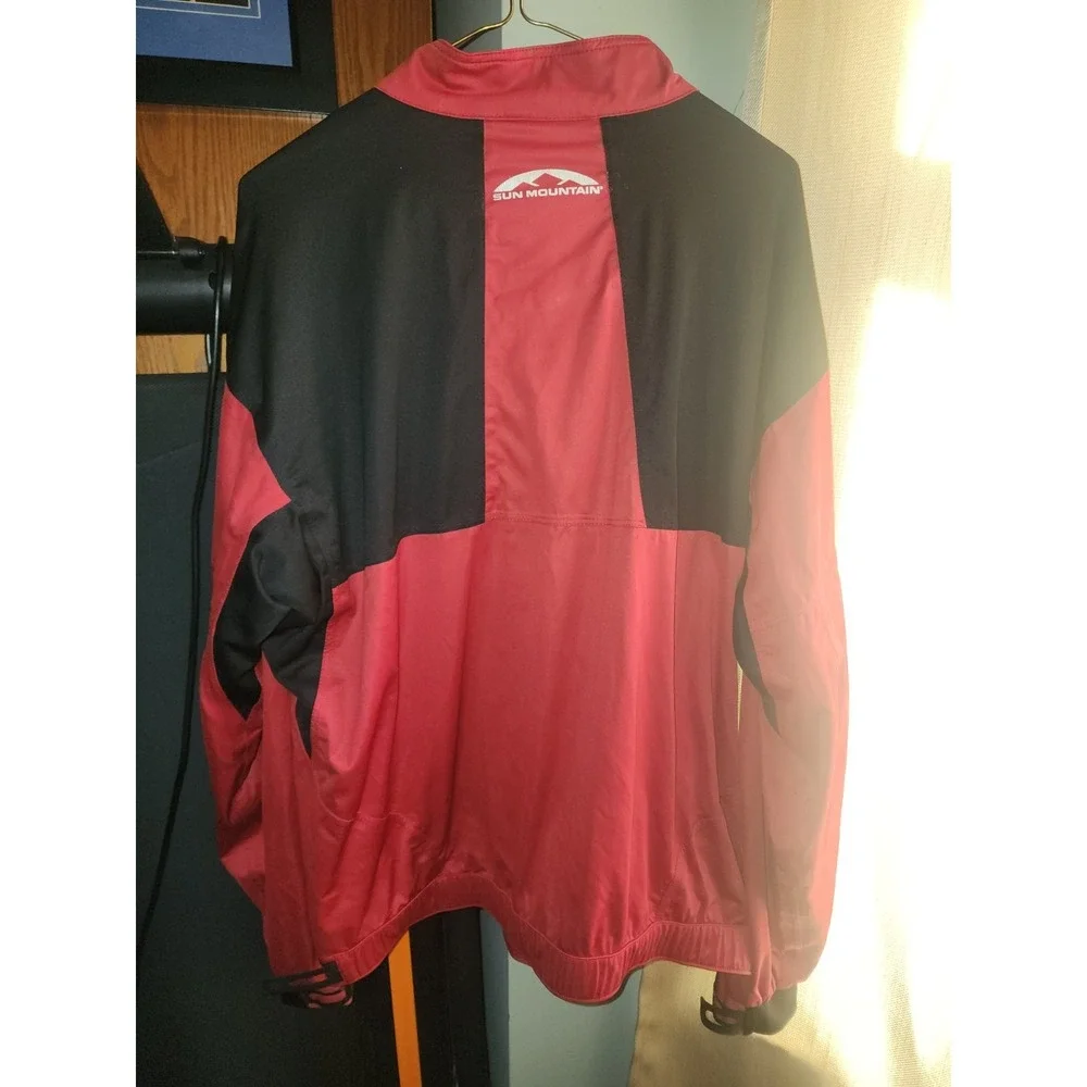 Mens Sun Mountain RainFlex Waterproof Golf Bomber jacket Red Black trim size L